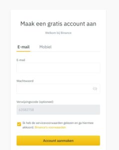 Binance account aanmaken